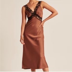 Abercrombie & Fitch satin slip midi dress